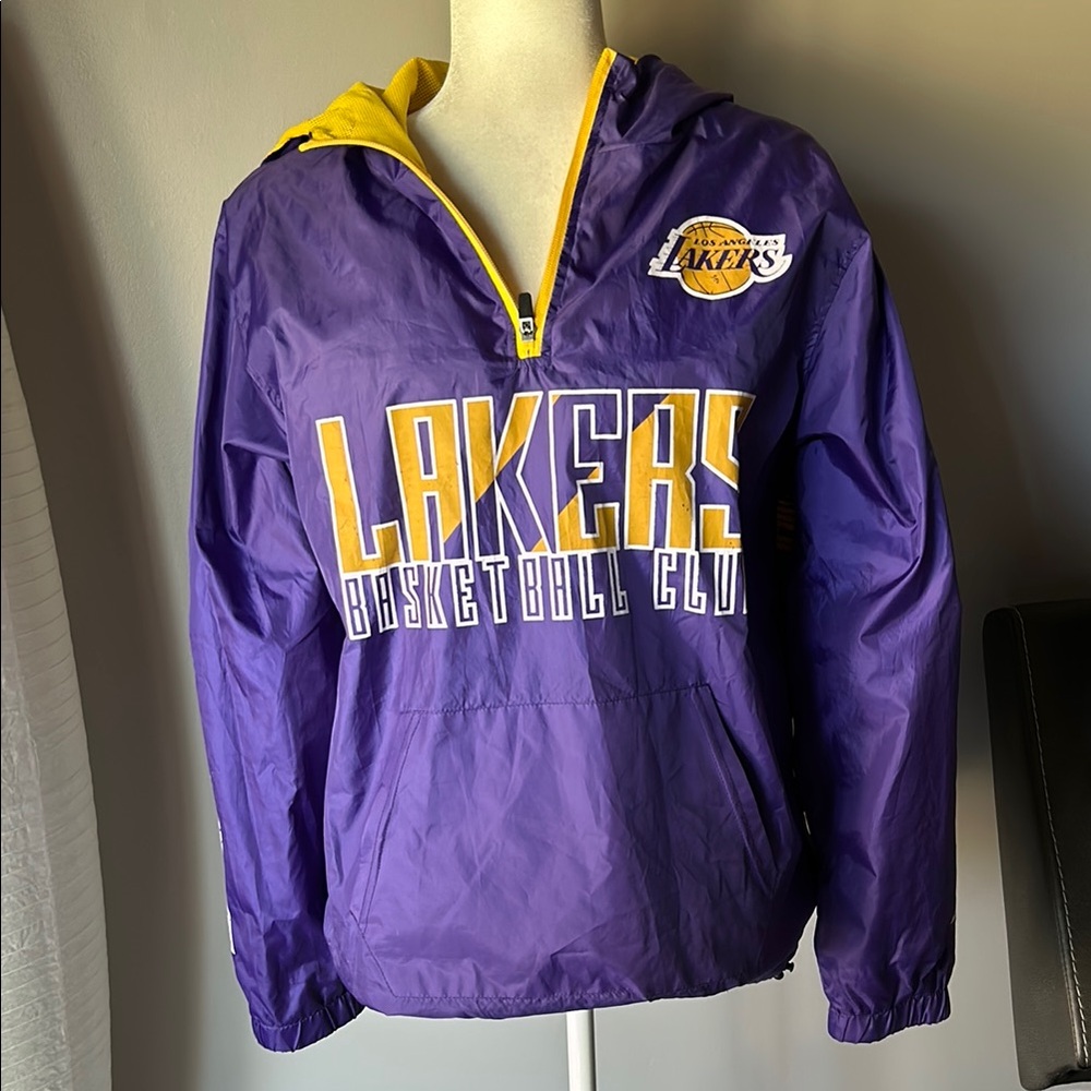 NBA Men’s Los Angeles LA Lakers Purple 1/4 Zip Pullover Windbreaker Jacket